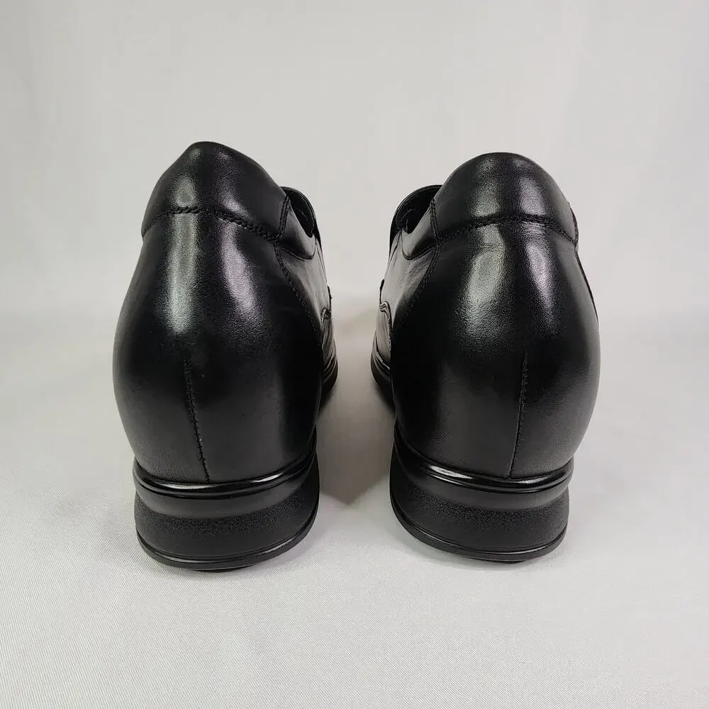 Men's 3 Inch Invisible Height Increasing Elevator Shoes Size 9 Black Leather NEW